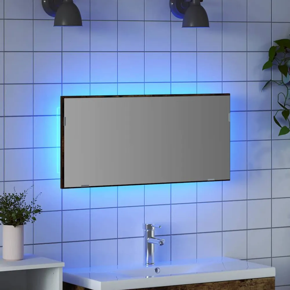 vidaXL Armarios Y Almacenamiento-Espejo Marrón 80 x 37 cm Vidrio y Madera Ingenierizada
