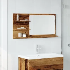 vidaXL Armarios Y Almacenamiento-Espejo mueble de baño madera ingeniería envejecida 90x11x45 cm