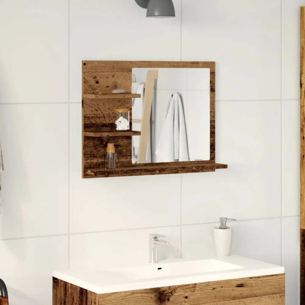 vidaXL Espejo mueble de cuarto de baño madera envejecida 60x10,5x45 cm Madera antigua Online
