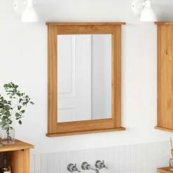 vidaXL Decoración-Espejo VIGO Marrón miel 55,5 x 5 x 70 cm Madera maciza de pino