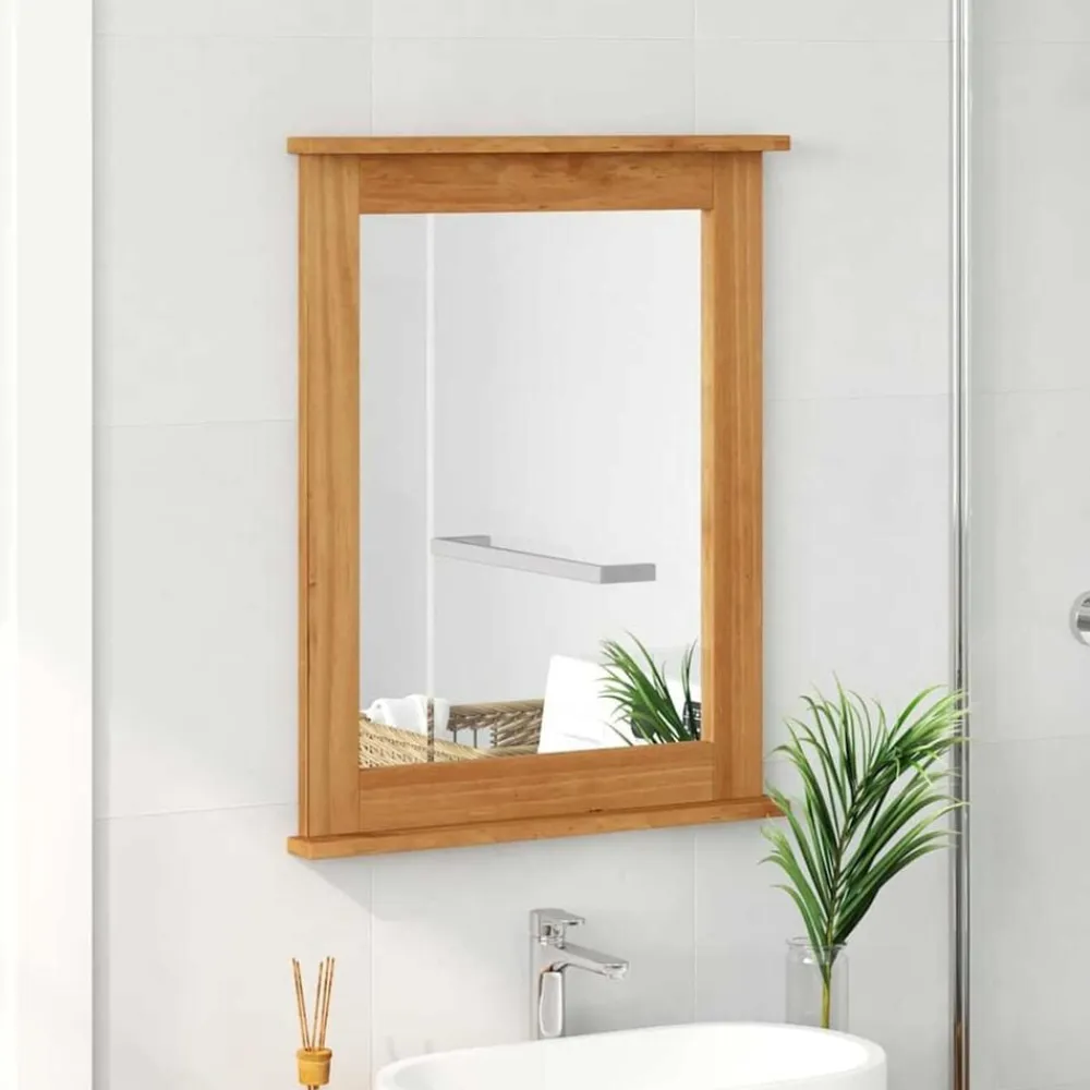 vidaXL Decoración-Espejo VIGO Marrón miel 55,5 x 5 x 70 cm Madera maciza de pino