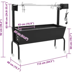 vidaXL Cocina Y Comedor-Espetón de asado/barbacoa eléctrica de acero inoxidable