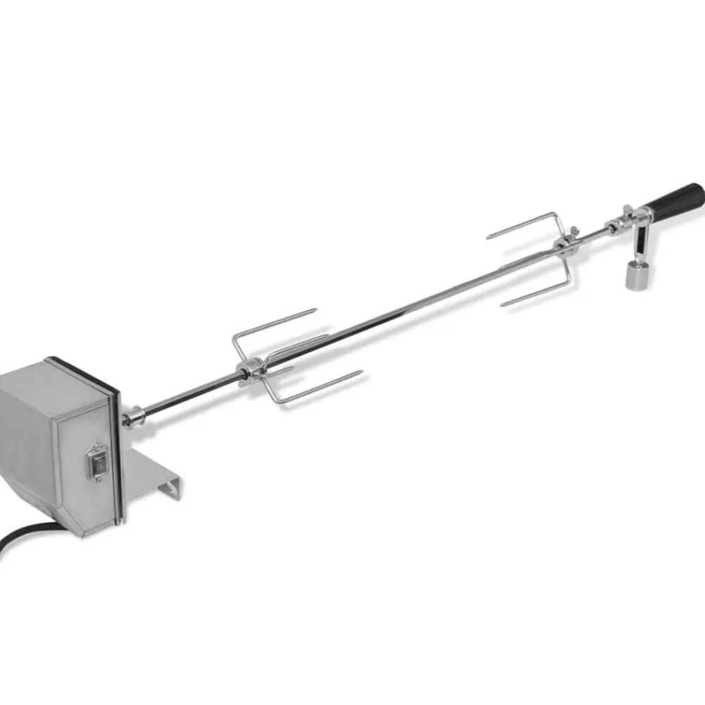 vidaXL Espetón para asados/barbacoa con motor profesional acero 900 mm