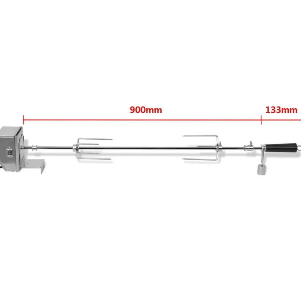 vidaXL Espetón para asados/barbacoa con motor profesional acero 900 mm