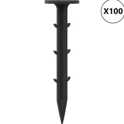 vidaXL Estacas para el suelo 100 pcs Negro Ø3 x 11 cm Plástico Online