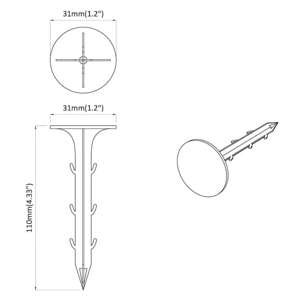 vidaXL Estacas para el suelo 100 pcs Negro Ø3 x 11 cm Plástico Online