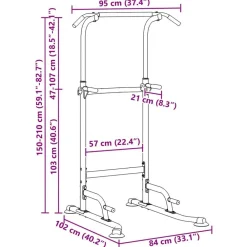 vidaXL Estación de Dip de Torre de Potencia Negro 102 x 95 x 210 cm Clearance