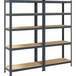 vidaXL Almacenamiento Industrial-Estante almacenaje 5 niveles 2 uds acero y madera contrachapada