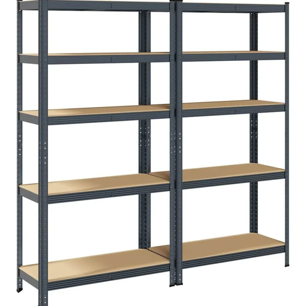 vidaXL Almacenamiento Industrial-Estante almacenaje 5 niveles 2 uds acero y madera contrachapada
