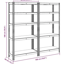 vidaXL Almacenamiento Industrial-Estante almacenaje 5 niveles 2 uds acero y madera contrachapada