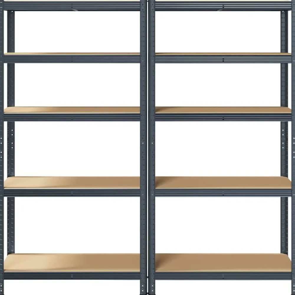 vidaXL Almacenamiento Industrial-Estante almacenaje 5 niveles 2 uds acero y madera contrachapada
