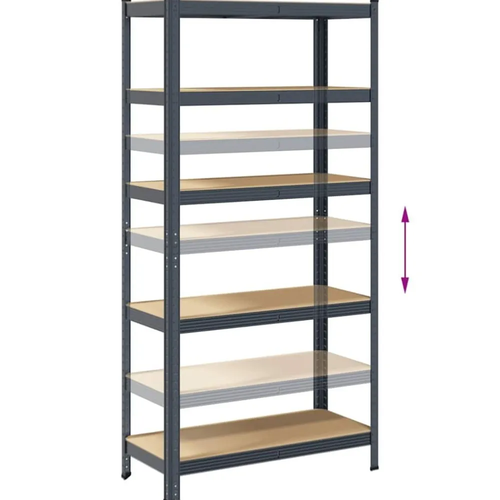 vidaXL Almacenamiento Industrial-Estante almacenaje 5 niveles 2 uds acero y madera contrachapada