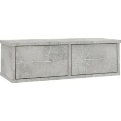 vidaXL Estanterías-Estante cajones para pared contrachapada hormigón 60x26x18,5cm