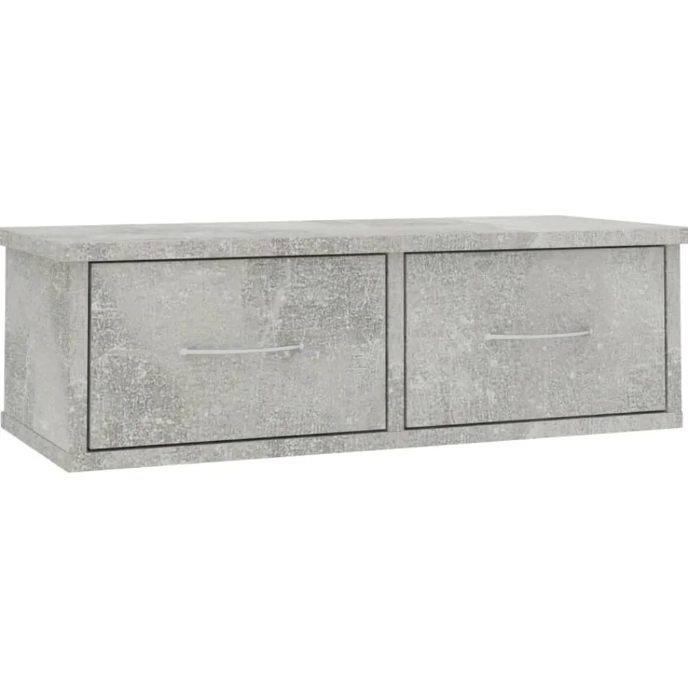 vidaXL Estanterías-Estante cajones para pared contrachapada hormigón 60x26x18,5cm