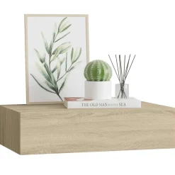 vidaXL Estante con cajón de pared MDF 40x23,5x10 cm Roble