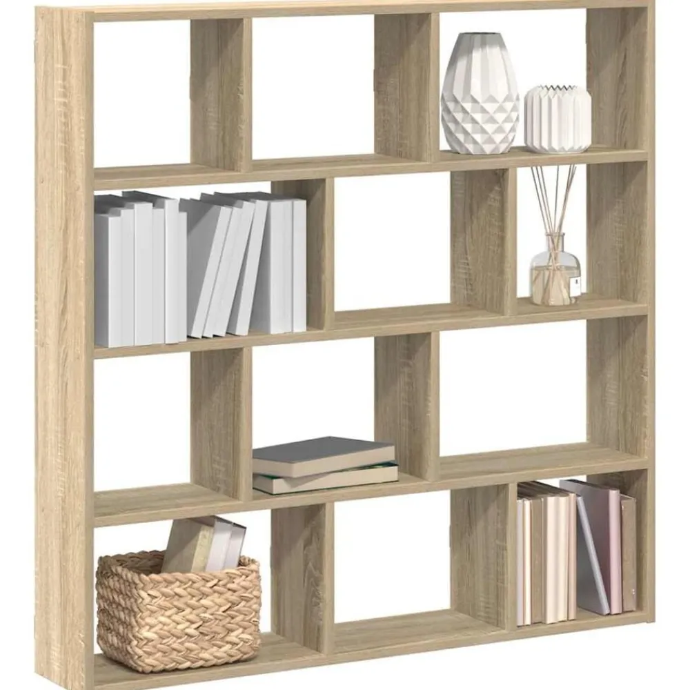 vidaXL Estante cubo de pared 12 compartimentos madera Roble Sonoma