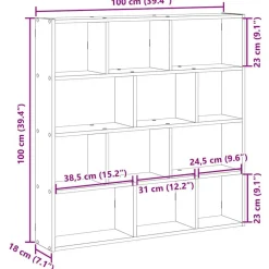 vidaXL Estante cubo de pared 12 compartimentos madera Roble Sonoma