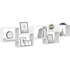 vidaXL Estante cubo de pared 5 compartimentos madera ingeniería Blanco Clearance