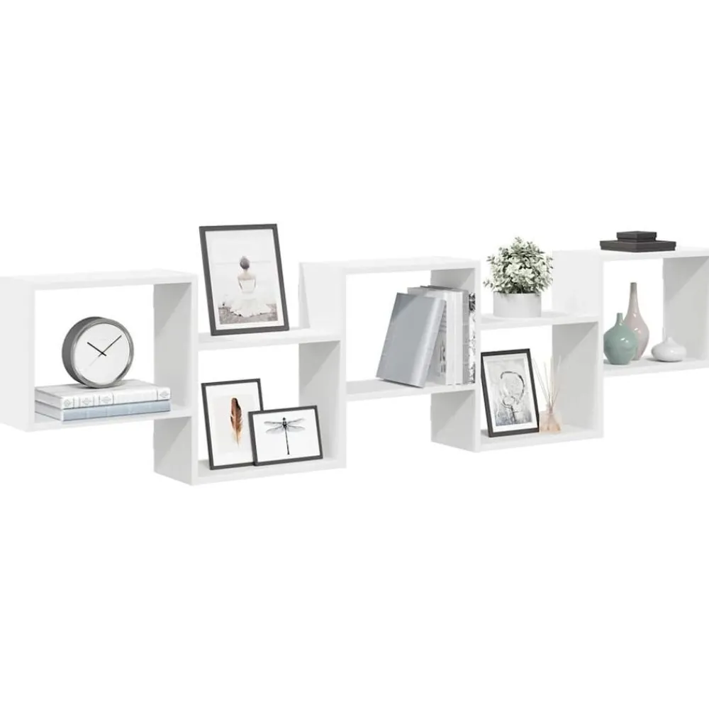 vidaXL Estante cubo de pared 5 compartimentos madera ingeniería Blanco Clearance