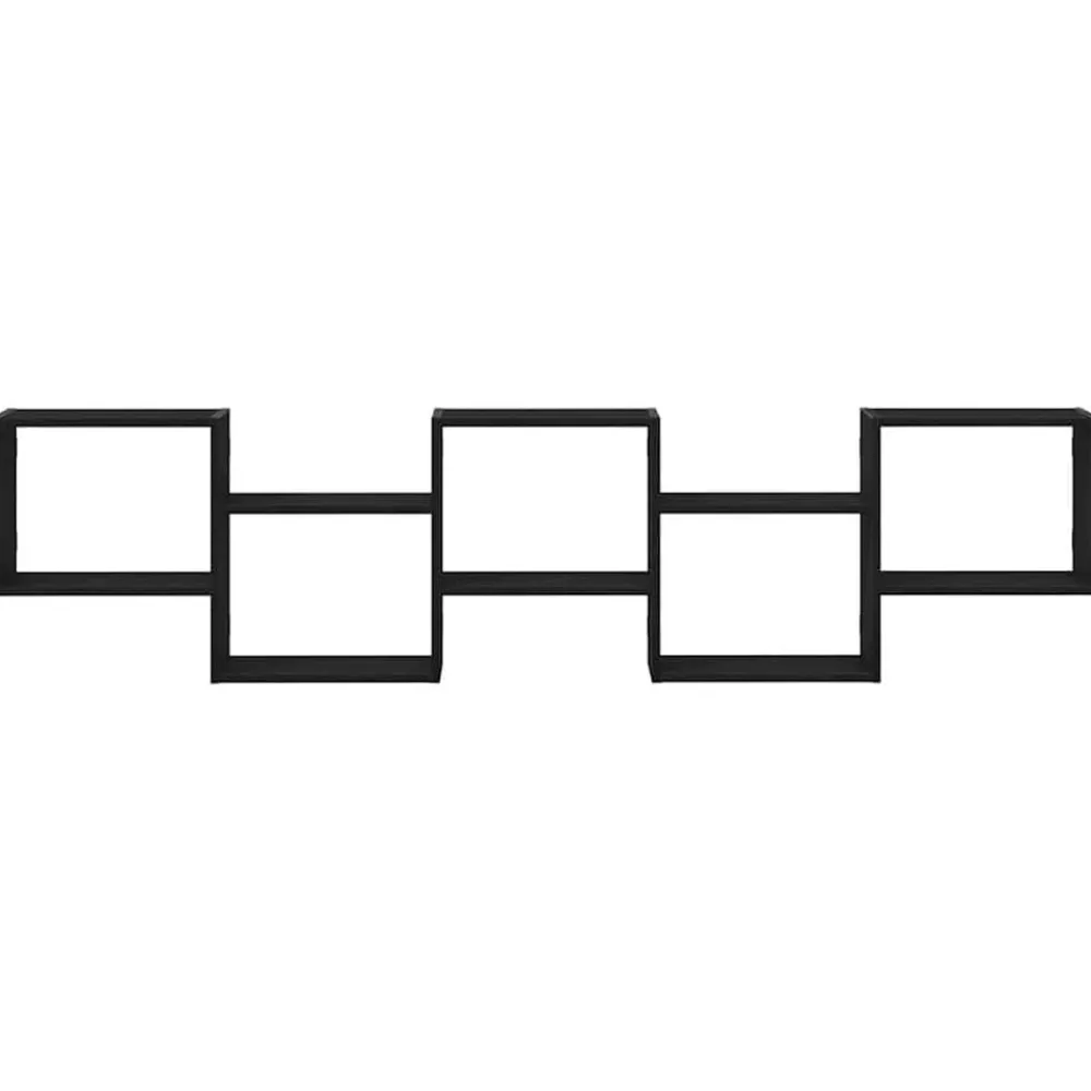 vidaXL Estante cubo de pared 5 compartimentos madera ingeniería Negro Sale