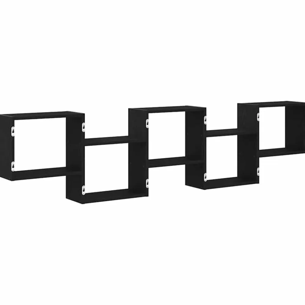 vidaXL Estante cubo de pared 5 compartimentos madera ingeniería Negro Sale