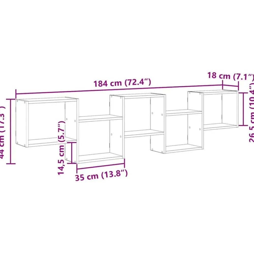 vidaXL Estante cubo de pared 5 compartimentos madera ingeniería Negro Sale