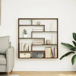 vidaXL Estante cubo de pared 7 compartimentos madera roble marrón Marrón roble Outlet