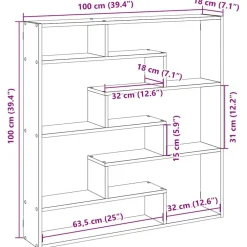 vidaXL Estante cubo de pared 7 compartimentos madera roble marrón Marrón roble Outlet