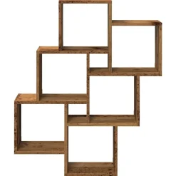 vidaXL Estante cubo de pared madera ingeniería envejecida 78x15x93 cm Madera antigua New