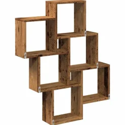 vidaXL Estante cubo de pared madera ingeniería envejecida 78x15x93 cm Madera antigua New