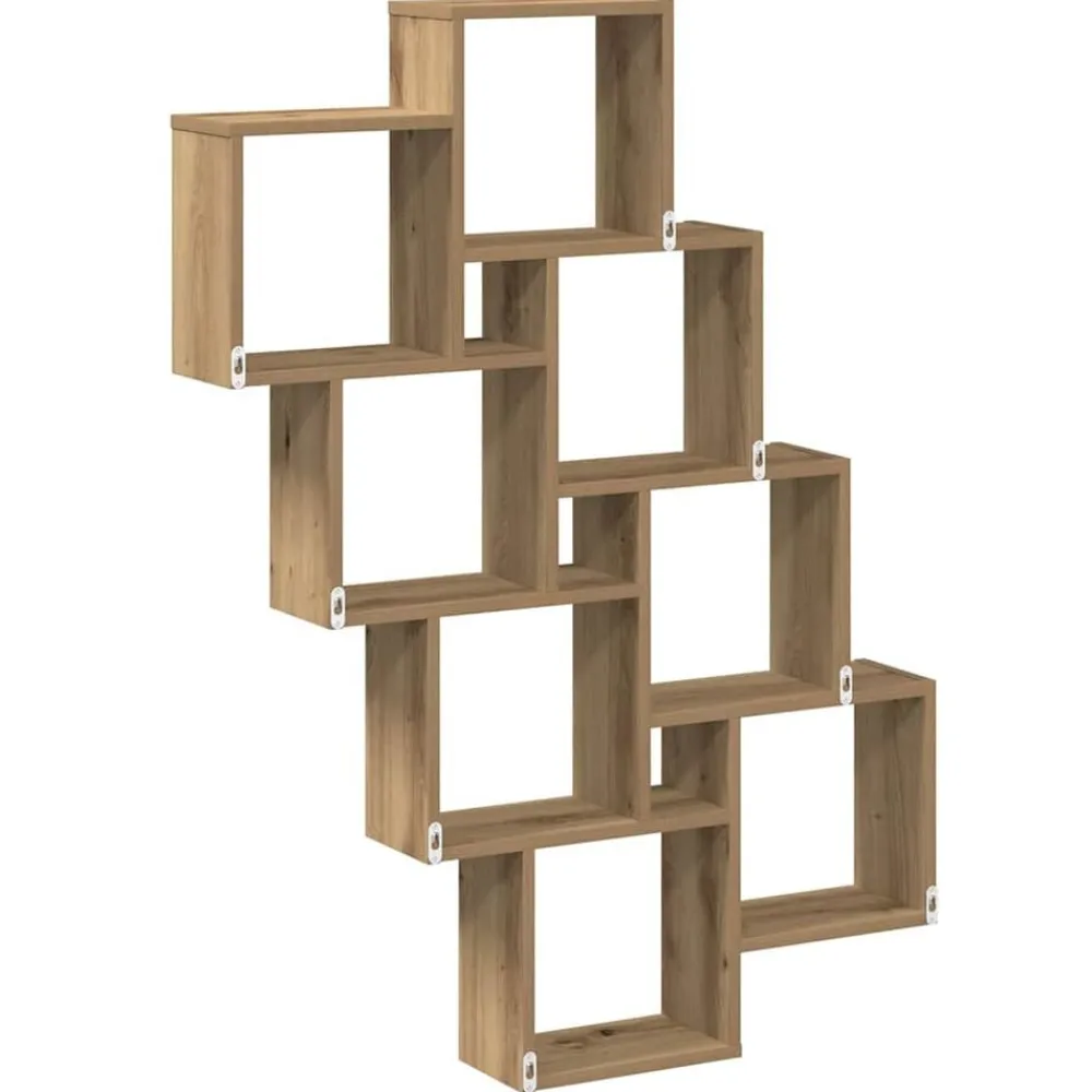 vidaXL Estanterías-Estante cubo de pared madera ingeniería roble 90x15x119,5 cm