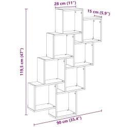 vidaXL Estanterías-Estante cubo de pared madera ingeniería roble 90x15x119,5 cm