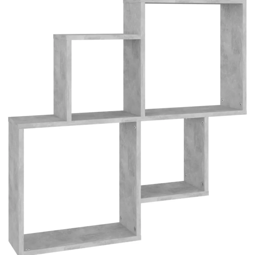 vidaXL Estanterías-Estante cubo de pared contrachapado gris hormigón 80x15x78,5 cm