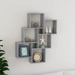 vidaXL Estante cubo de pared contrachapado gris hormigón 78x15x93 cm Gris hormig&oacute;n Discount