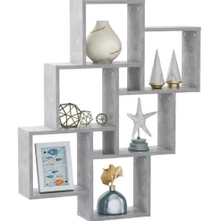 vidaXL Estante cubo de pared contrachapado gris hormigón 78x15x93 cm Gris hormigón Discount