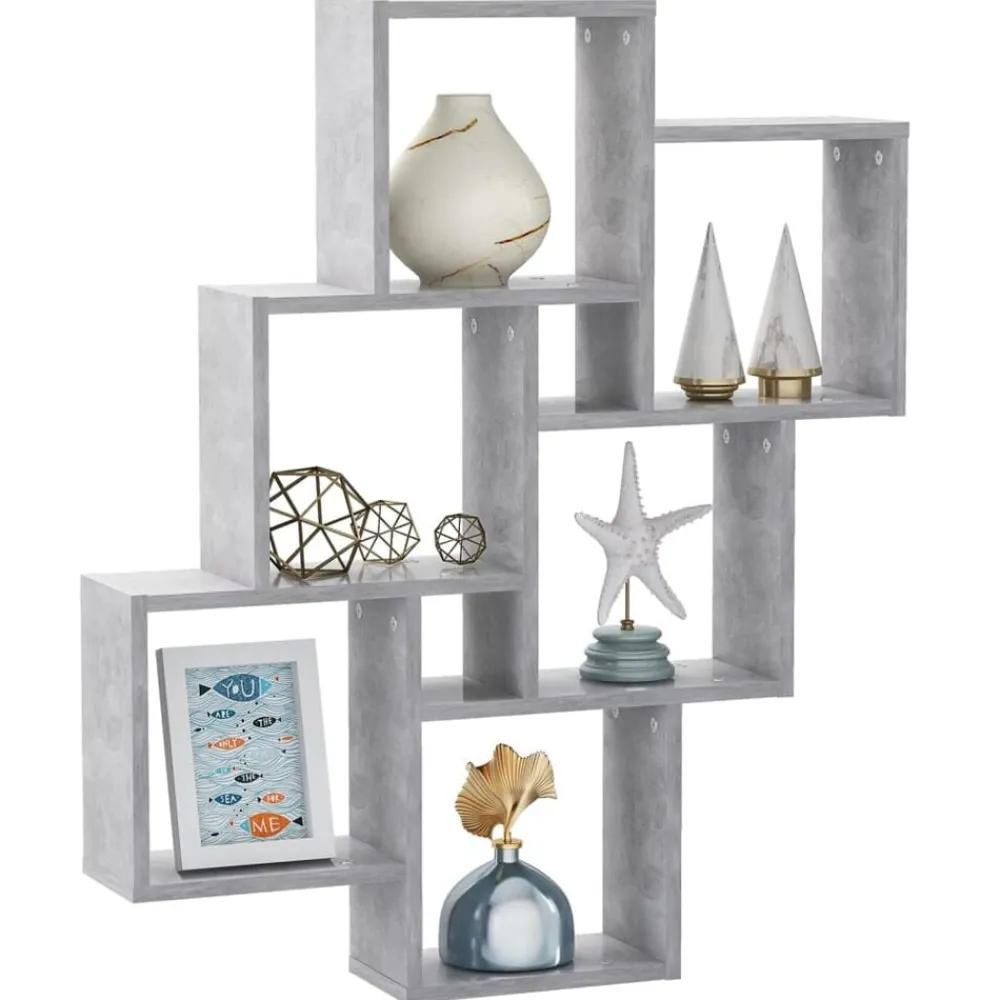 vidaXL Estante cubo de pared contrachapado gris hormigón 78x15x93 cm Gris hormigón Discount