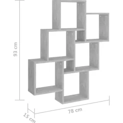 vidaXL Estante cubo de pared contrachapado gris hormigón 78x15x93 cm Gris hormigón Discount