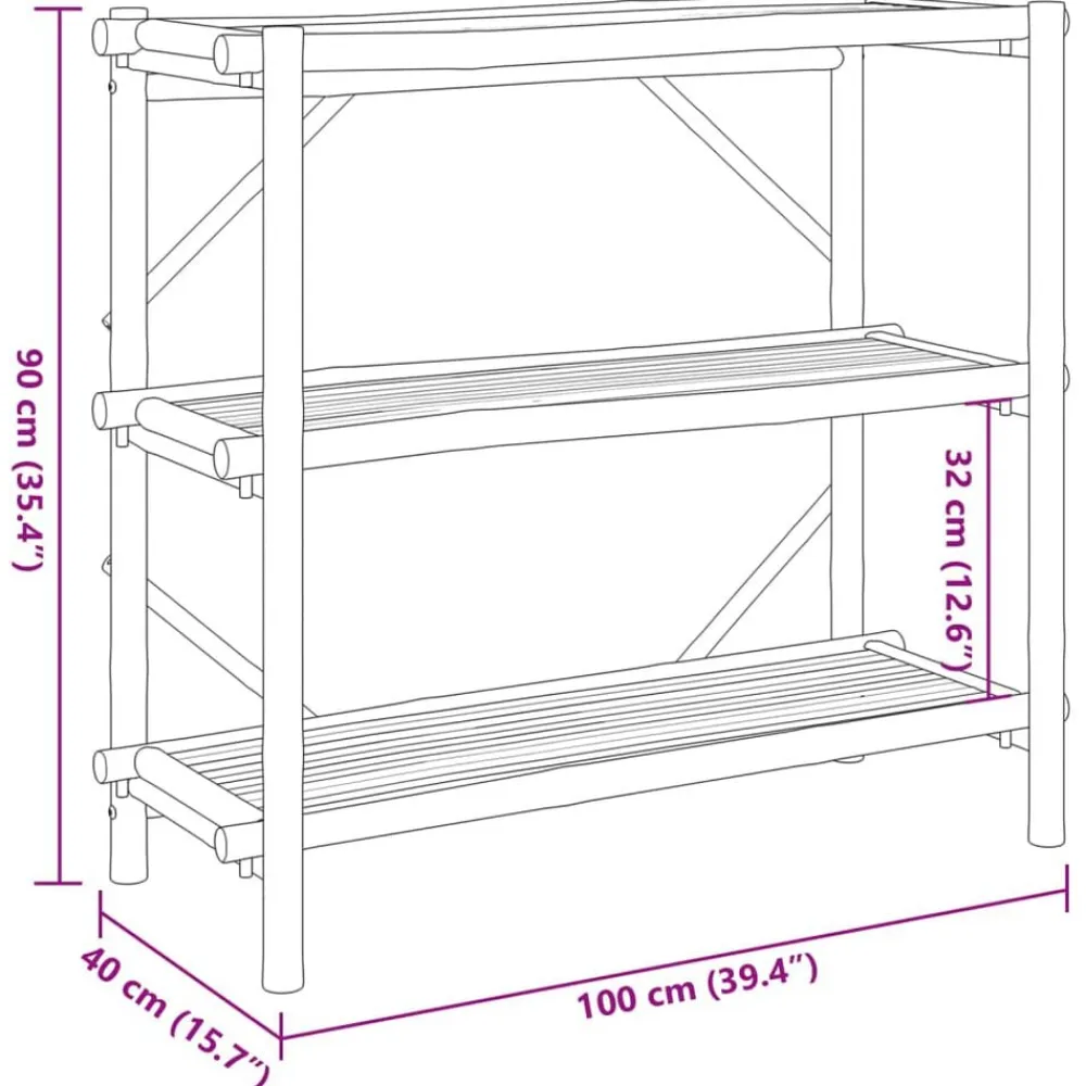 vidaXL Estante de 3 niveles bambú 100x40x90 cm Online