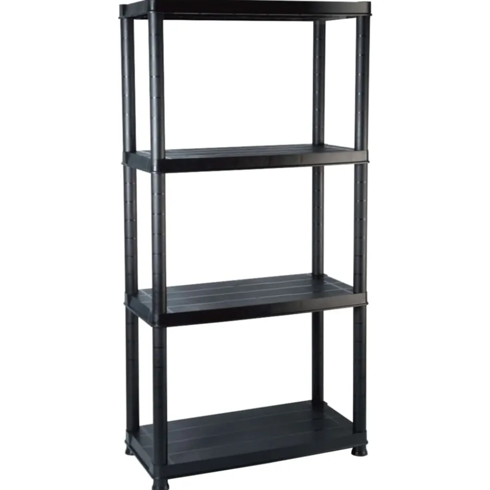 vidaXL Almacenamiento Industrial-Estante de almacenaje 4 niveles negro plástico 61x30,5x130 cm