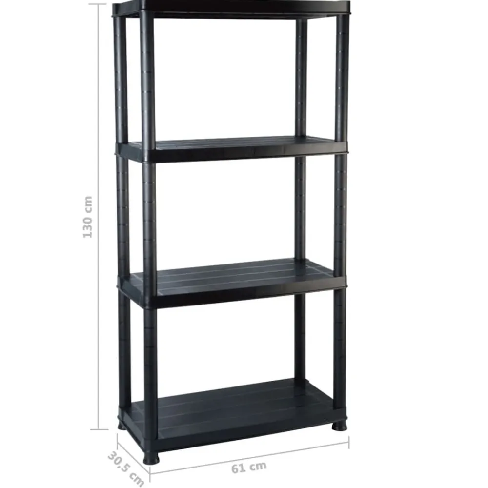 vidaXL Almacenamiento Industrial-Estante de almacenaje 4 niveles negro plástico 61x30,5x130 cm