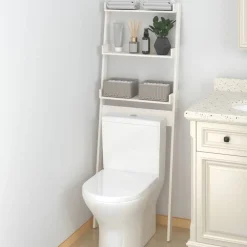 vidaXL Estante de baño madera maciza de pino 63,5x32x179 cm Blanco Hot