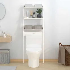 vidaXL Estante de baño madera maciza de pino 63,5x32x179 cm Blanco Hot