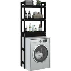 vidaXL Estante de baño madera maciza de pino 63x26x171 cm Negro Best