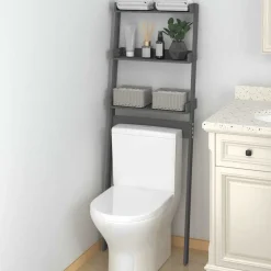 vidaXL Estante de baño madera maciza de pino 63,5x32x179 cm Gris New