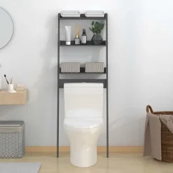 vidaXL Estante de baño madera maciza de pino 63,5x32x179 cm Gris New