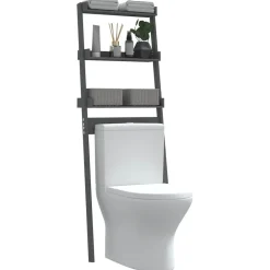 vidaXL Estante de baño madera maciza de pino 63,5x32x179 cm Gris New