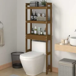 vidaXL Estante de baño madera maciza de pino marrón miel 63x26x171 cm Marr&oacute;n miel Hot