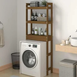 vidaXL Estante de baño madera maciza de pino marrón miel 63x26x171 cm Marrón miel Hot