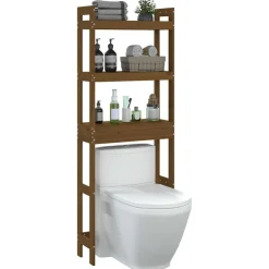 vidaXL Estante de baño madera maciza de pino marrón miel 63x26x171 cm Marrón miel Hot
