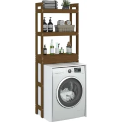 vidaXL Estante de baño madera maciza de pino marrón miel 63x26x171 cm Marrón miel Hot